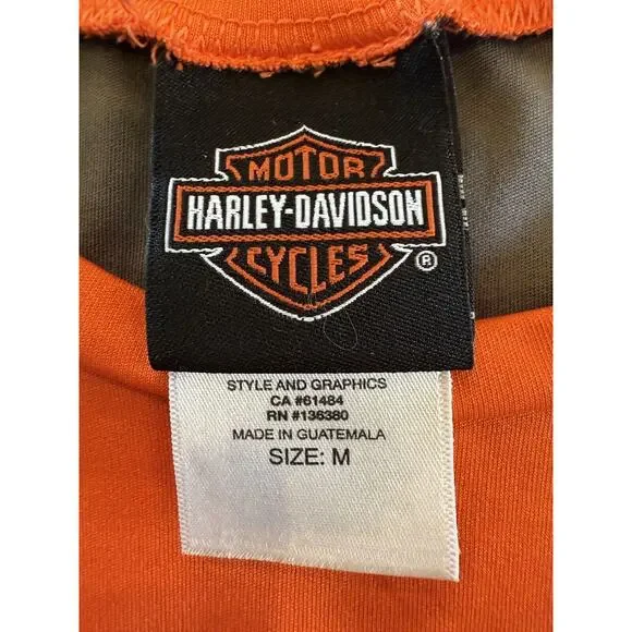 Harley Davidson Mens Orange H-DO3 Las Vegas Nevada Short Sleeve Shirt Size M - Picture 6 of 10